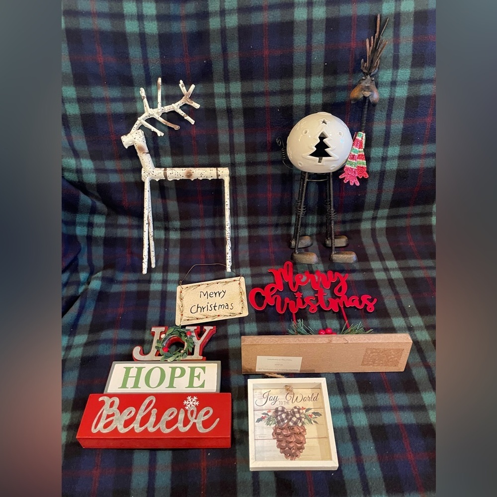 Christmas table toppers. Moose is a candle light holder